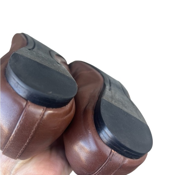 Tory Burch Caroline black and brown leather logo ballet flat shoes size 6.5 - Picture 12 of 14